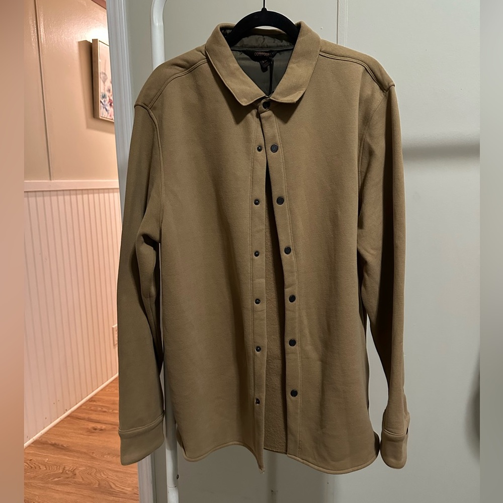 Tan Button Down Collared Shirt Jacket Size XL New with tags